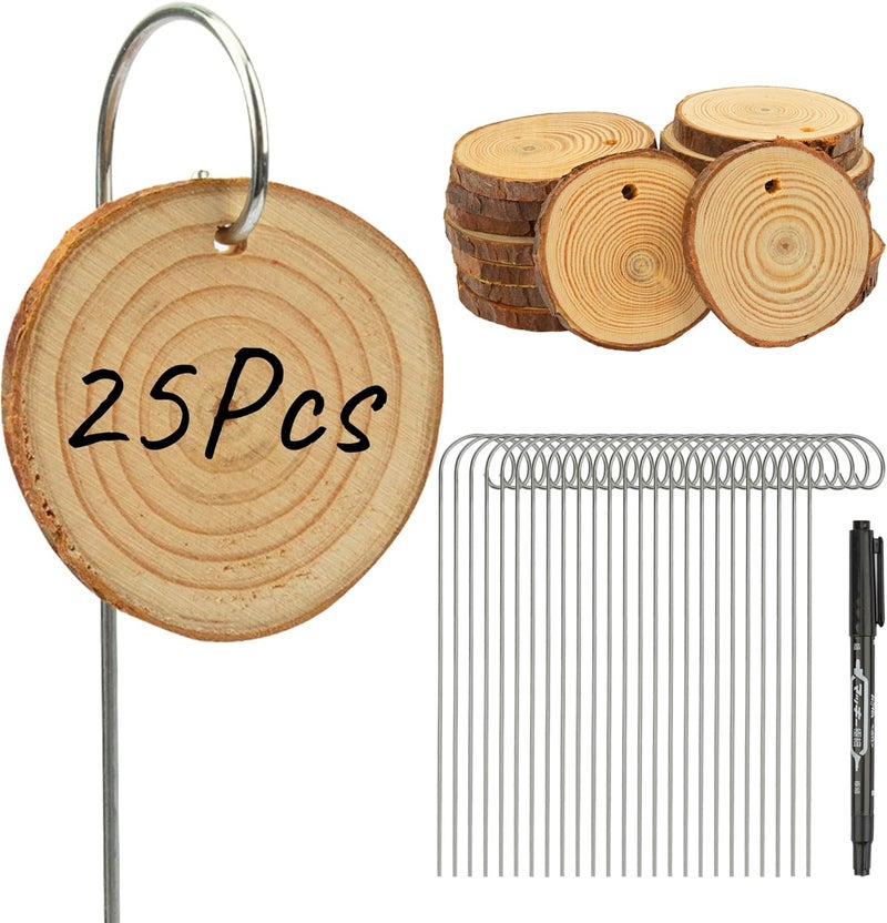 Temlum Wooden Plant Labels with Marker Pen, 25 Pcs Garden Markers Garden Label Stakes Plant Sign Tags for Flowers, Herbs, Potted Plants, Seed - Image 1